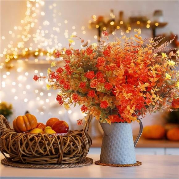 "24 Bundles Artificial Fall Flowers - UV Resistant Faux Boston Fern for Outdoor - Picture 3 of 7